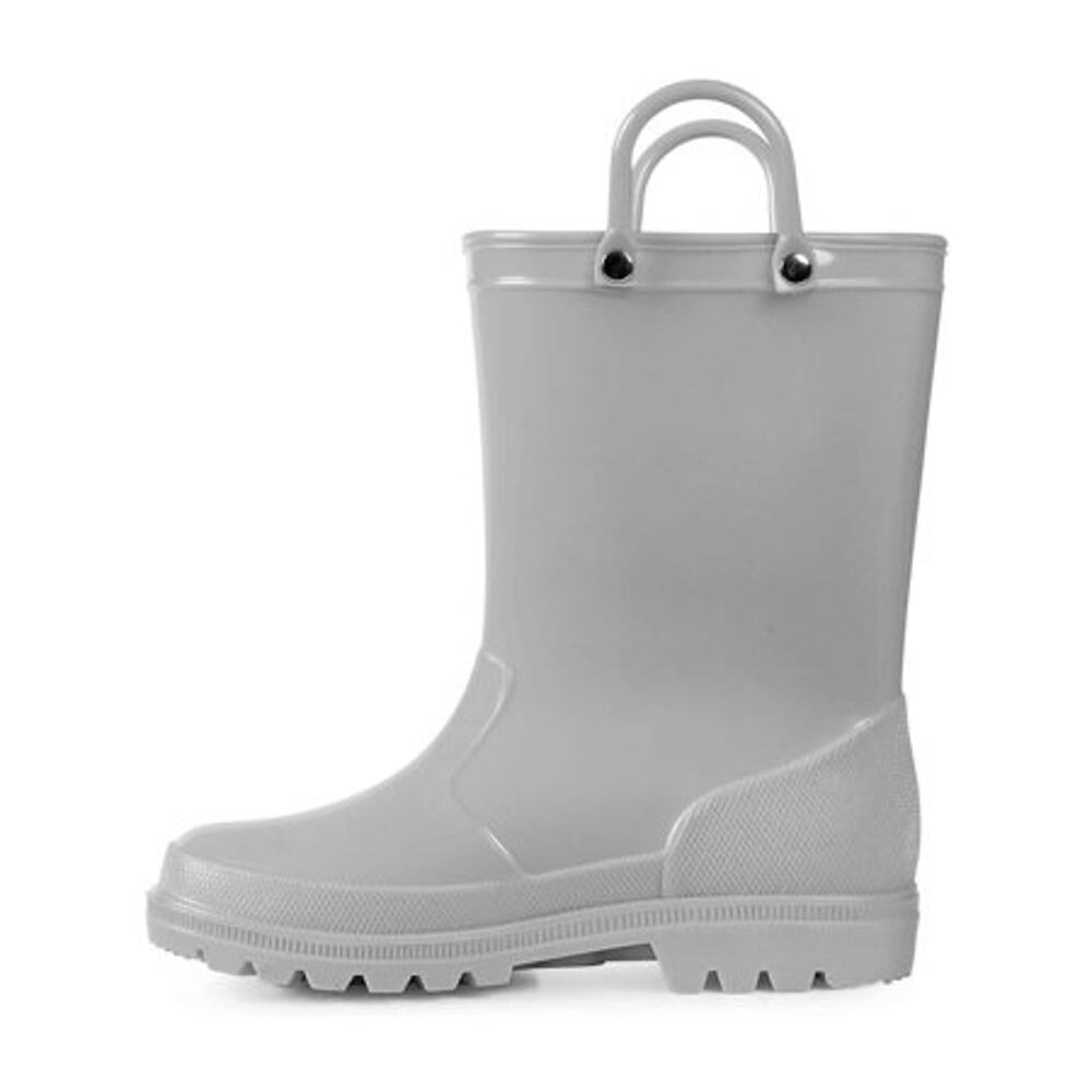 Kushyshoo Little Big Kids Rain Boots Boys Girls Gray Solid Boots Size 12